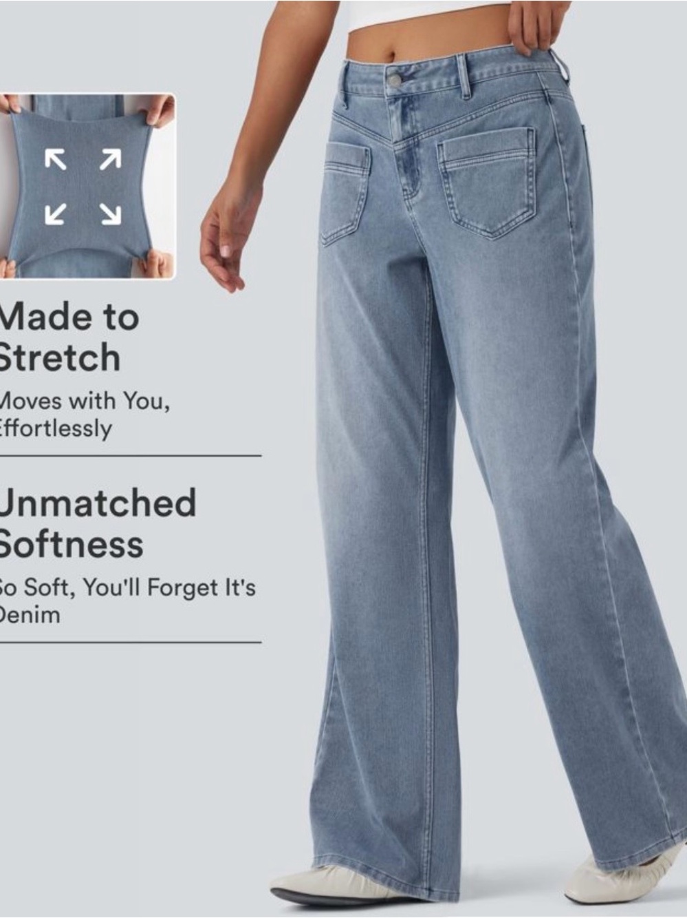 HALARA Wide-Leg High-Rise Jeans - Blue